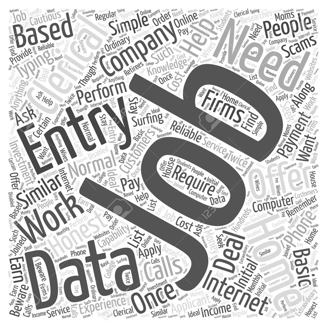 家の仕事の単語クラウド コンセプトから事務データ入力のイラスト素材 ベクタ Image