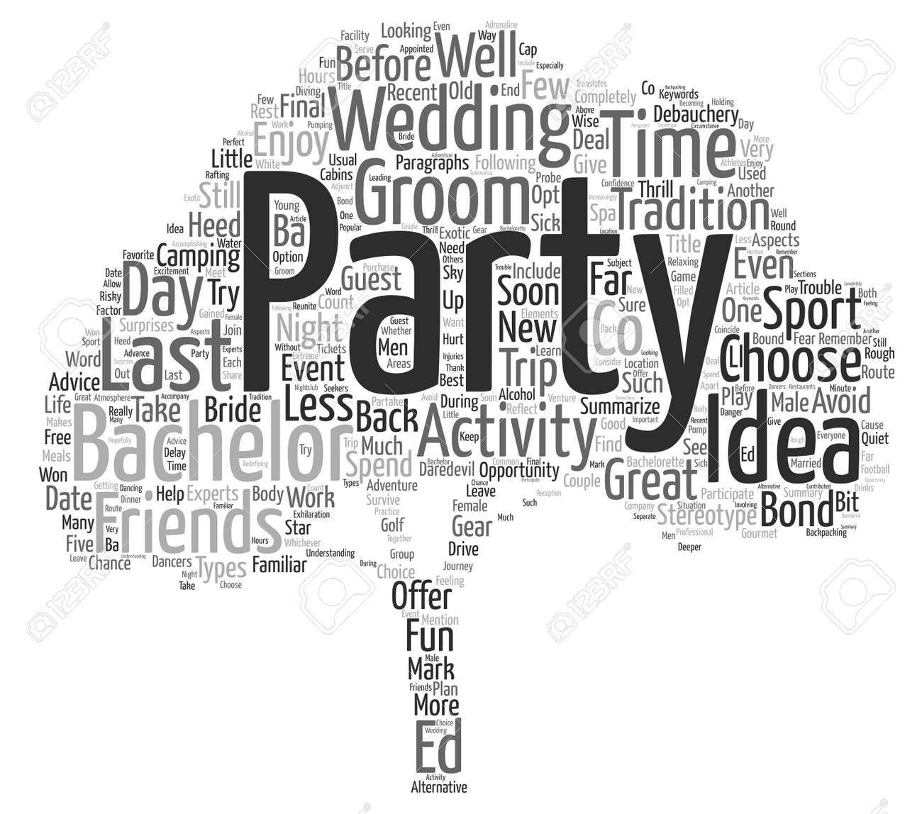 独身パーティーのアイデア単語クラウド コンセプト テキストの背景のイラスト素材 ベクタ Image
