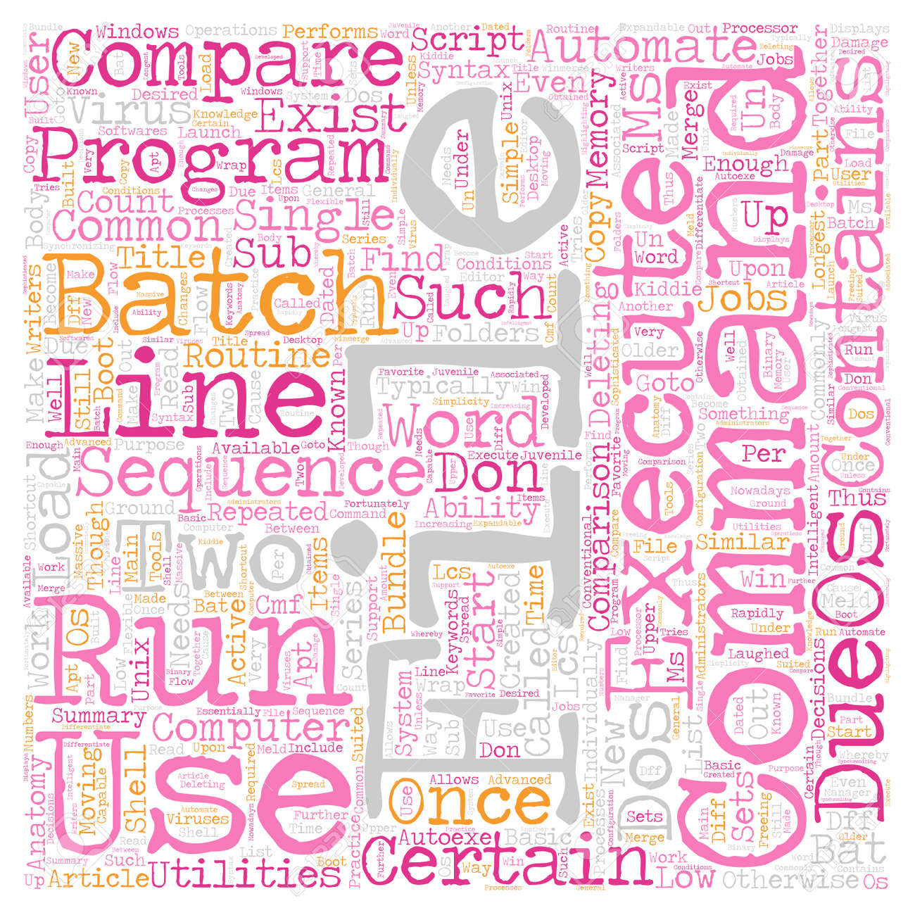 バッチ ファイルはルーチン ジョブを自動化比較テキスト背景 Wordcloud コンセプトのイラスト素材 ベクタ Image 73549258