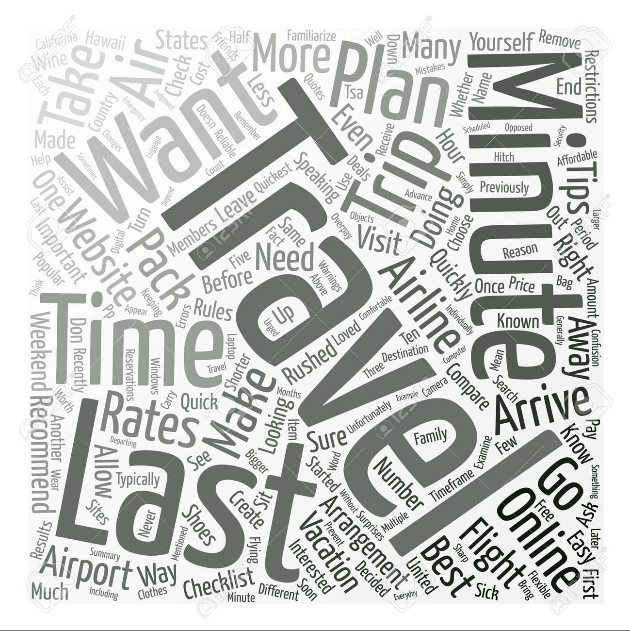 tips for last minute air travelers word cloud concept text