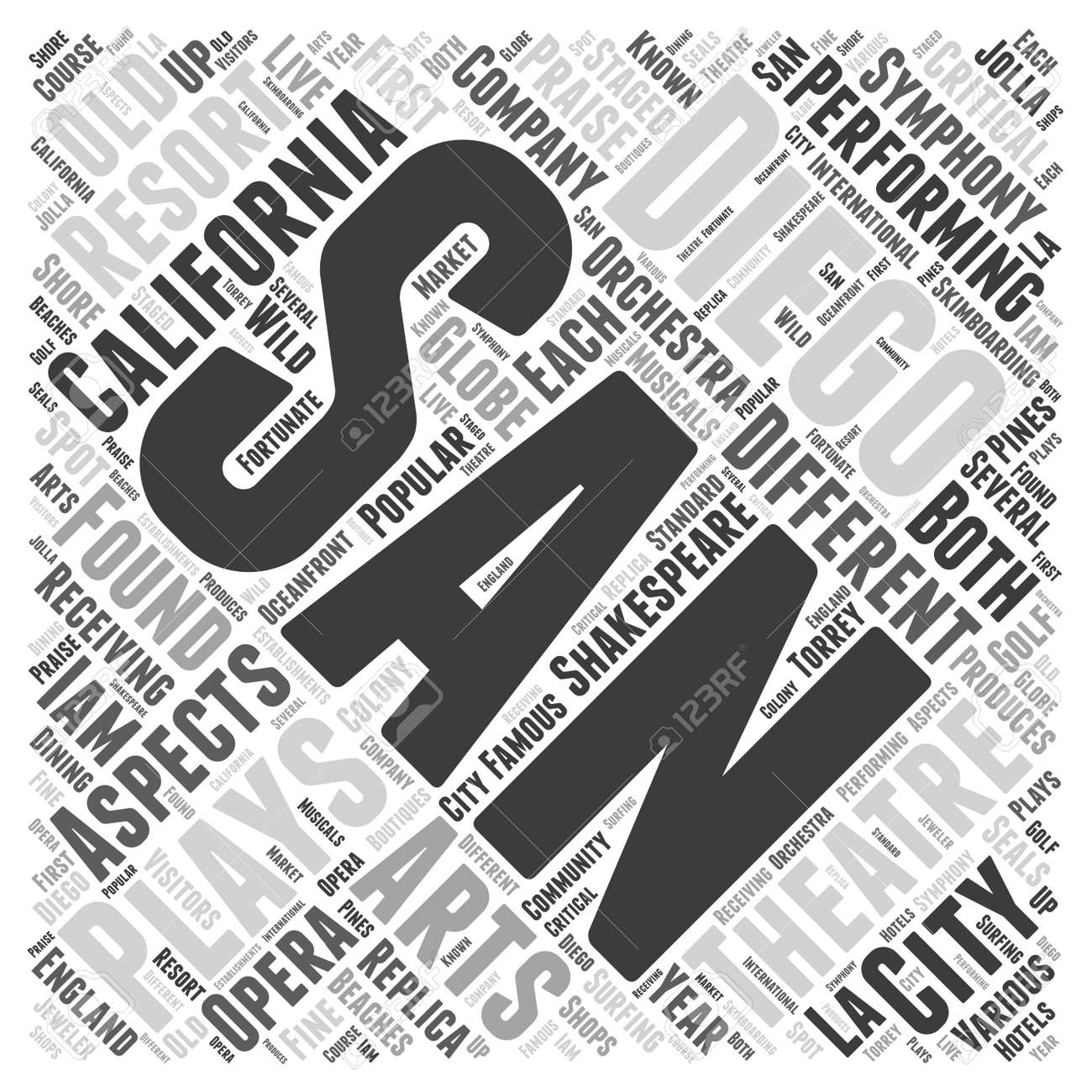 サンディエゴ カリフォルニア単語雲概念のイラスト素材 ベクタ Image