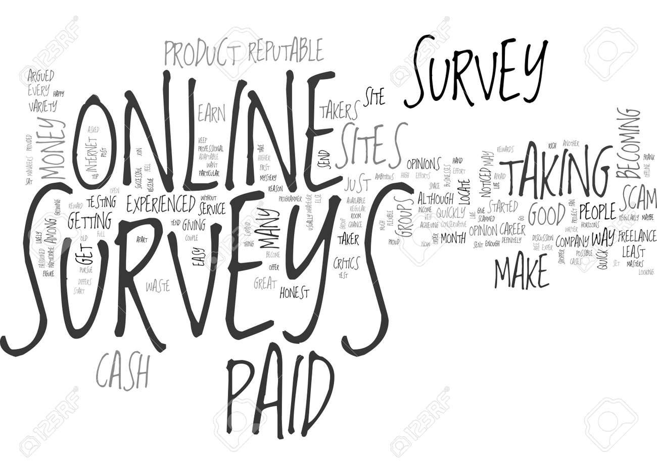 are online paid surveys a scam text word cloud concept vector company scam