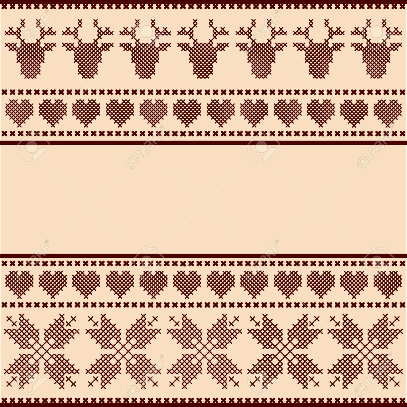 クロスのステッチで暖かい冬デザイン 北欧スタイル のイラスト素材 ベクタ Image