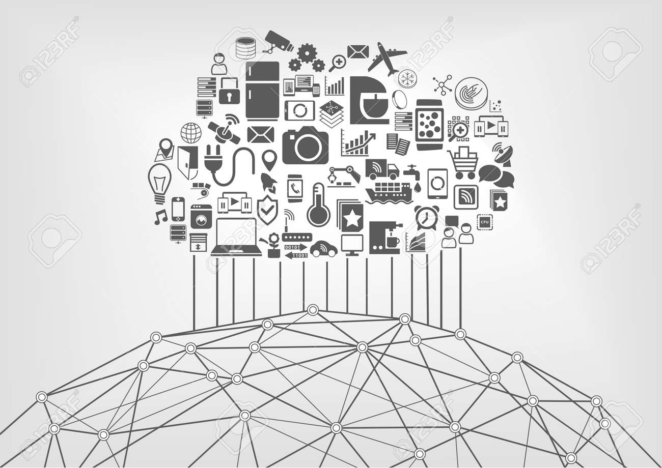 Internet of Things IOT and cloud computing concept for connected devices in the world wide web. Vector illustration with icons - 50635902 Internet of Things IOT and cloud computing concept for connected devices in the world wide web. Vector illustration with icons - 50635902