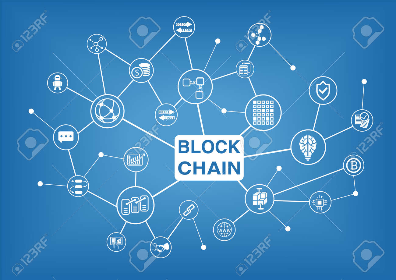 블록 체인 벡터 일러스트 배경 로열티 무료 사진, 그림, 이미지 그리고 스톡포토그래피. Image 69587630