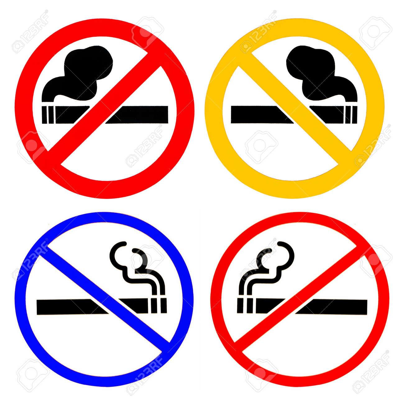set of no smoke sign in white background stock photo picture and