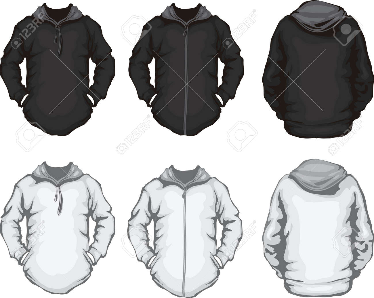 Vektor Illustration Der Schwarzen Und Weißen Männern S Vektor Illustration Der Schwarzen Und Weißen Hoodie