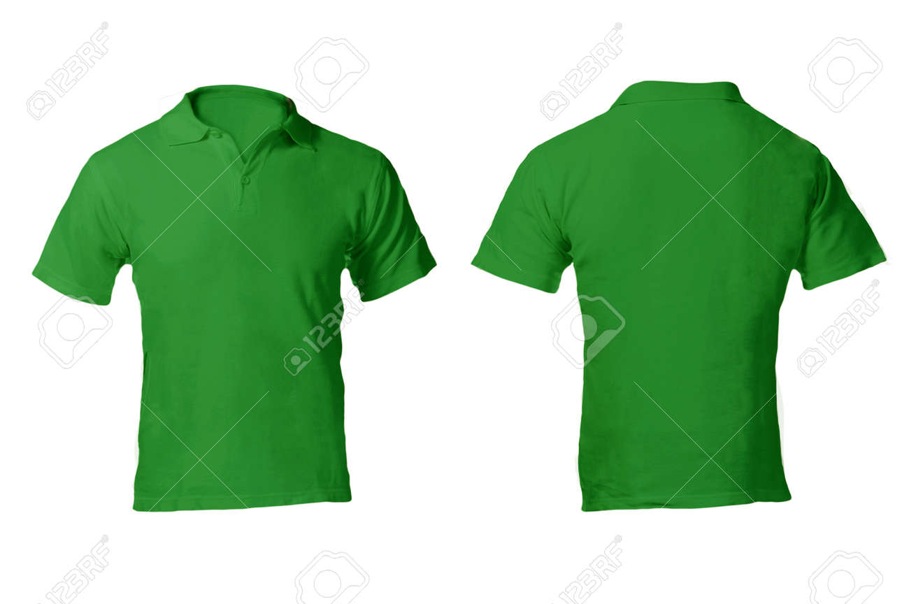En Blanco Camisa Verde Polo Masculino, Frente Y Parte Posterior Plantilla De Diseño Fotos, Retratos, Imágenes Y Fotografía De Archivo Libres De Derecho. Image 24614786.