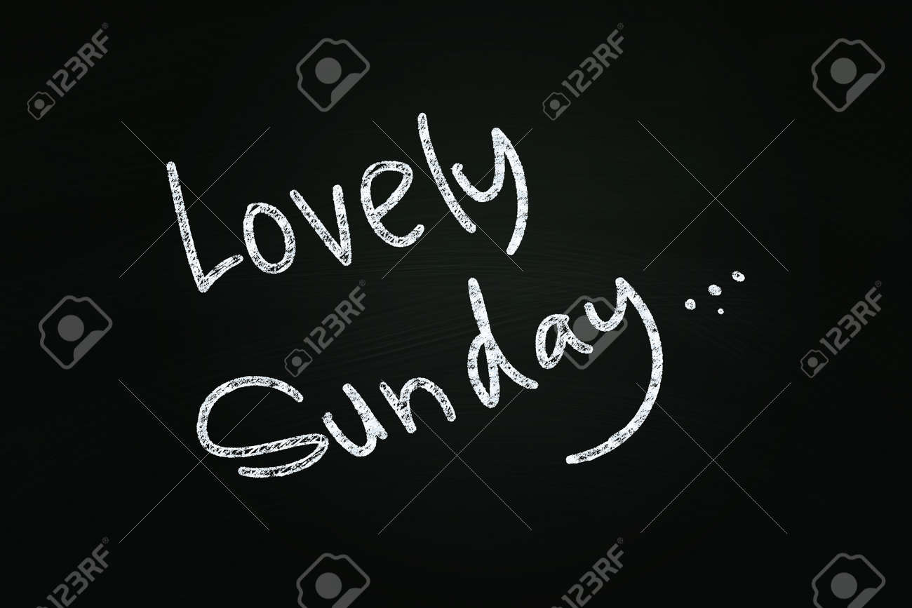 Lovely Sunday Writing Written With Chalk On Blackboard Stock