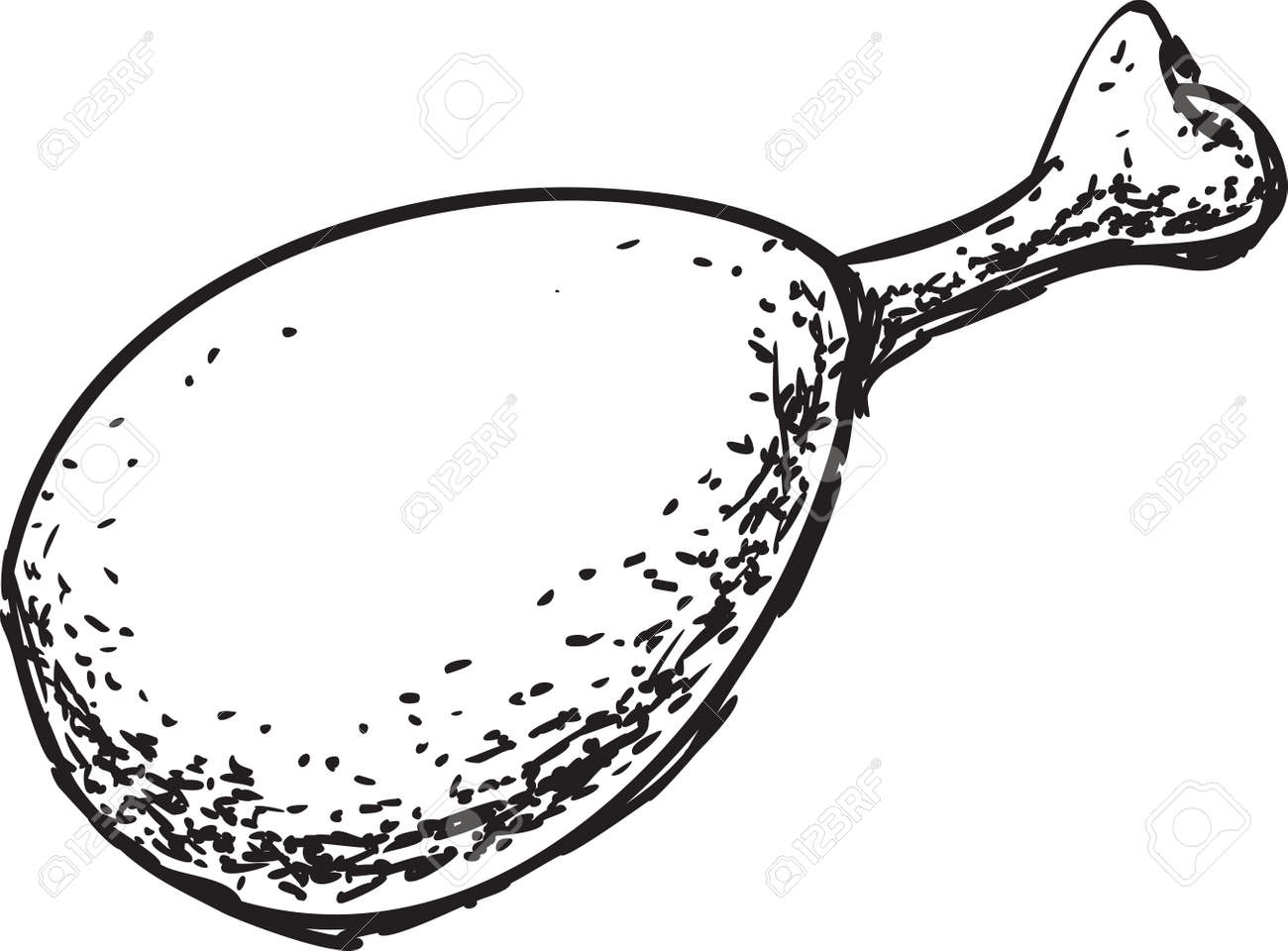 白と黒の 1 つのロースト チキン足のベクトル イラスト落書きのイラスト素材 ベクタ Image 31016515