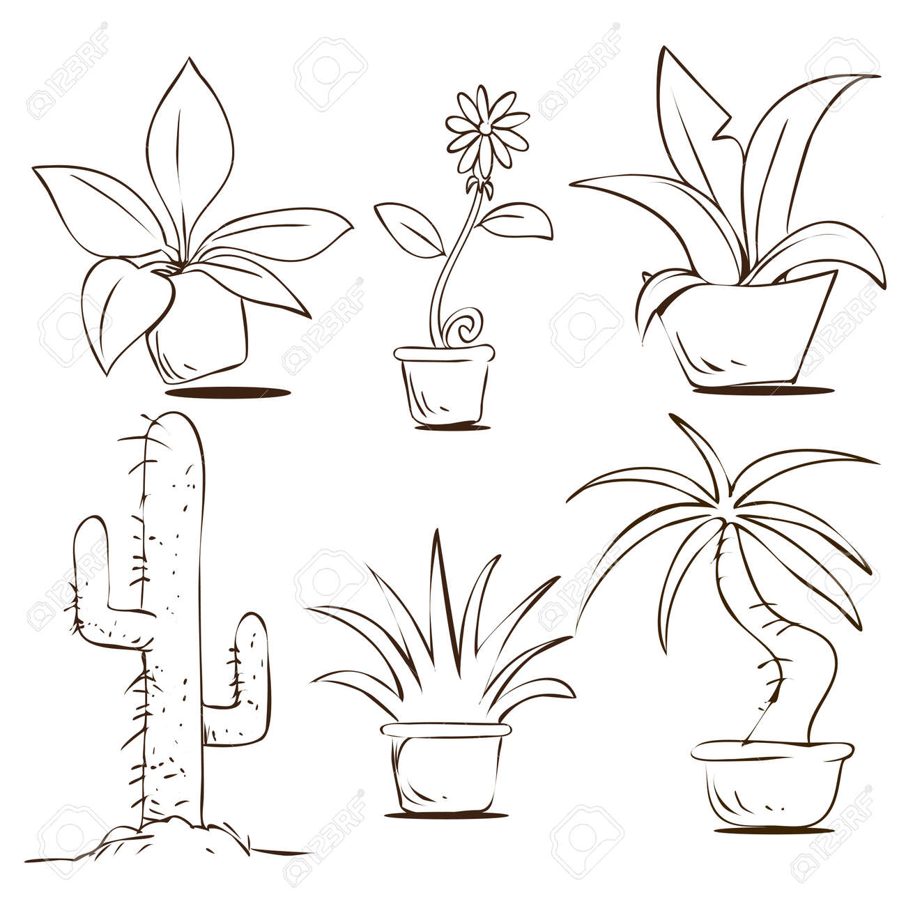 落書きスタイルの鉢植えな植物のベクトル イラスト のイラスト素材 ベクタ Image 落書きスタイルの鉢植えな植物のベクトル イラスト のイラスト素材 ベクタ Image