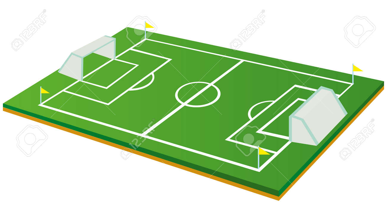 白で隔離漫画のスタイルでサッカーやサッカー場のベクトル イラストのイラスト素材 ベクタ Image