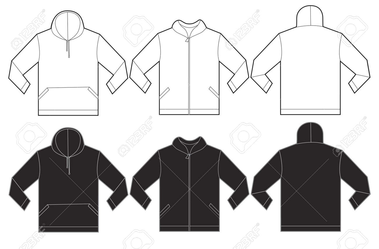 Vektor Illustration Der Schwarzen Und Weißen Hoodie Vektor Illustration Der Schwarzen Und Weißen Hoodie