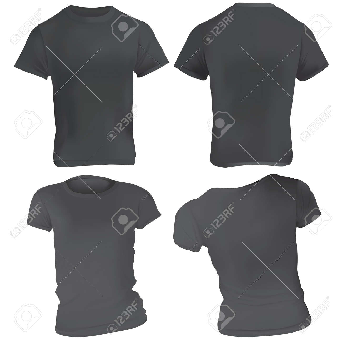 vector illustration of black t shirt template for men and women