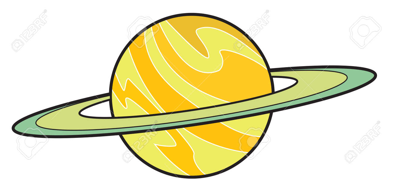 Vector Illustration Of Planet Saturn Isolated On White In Cartoon Style  Royalty Free SVG, Cliparts, Vectors, and Stock Illustration. Image 58537982., image size:1300x635