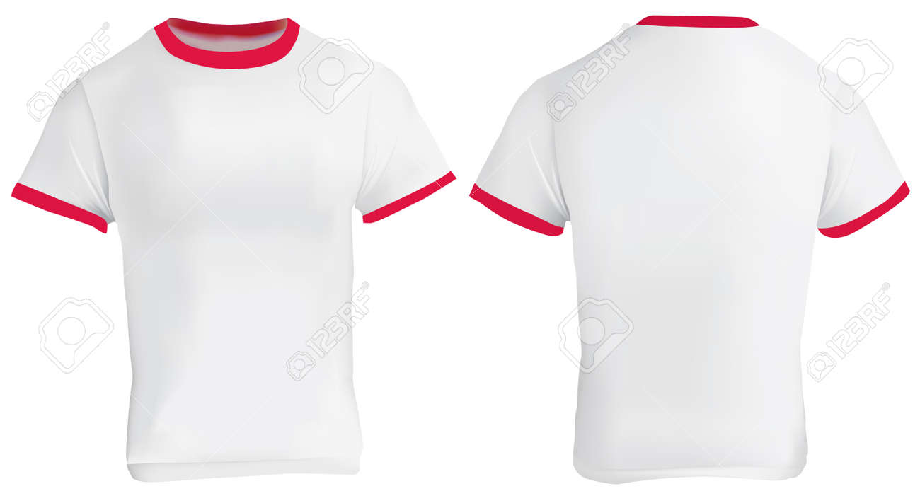 t shirt blanc manche rouge