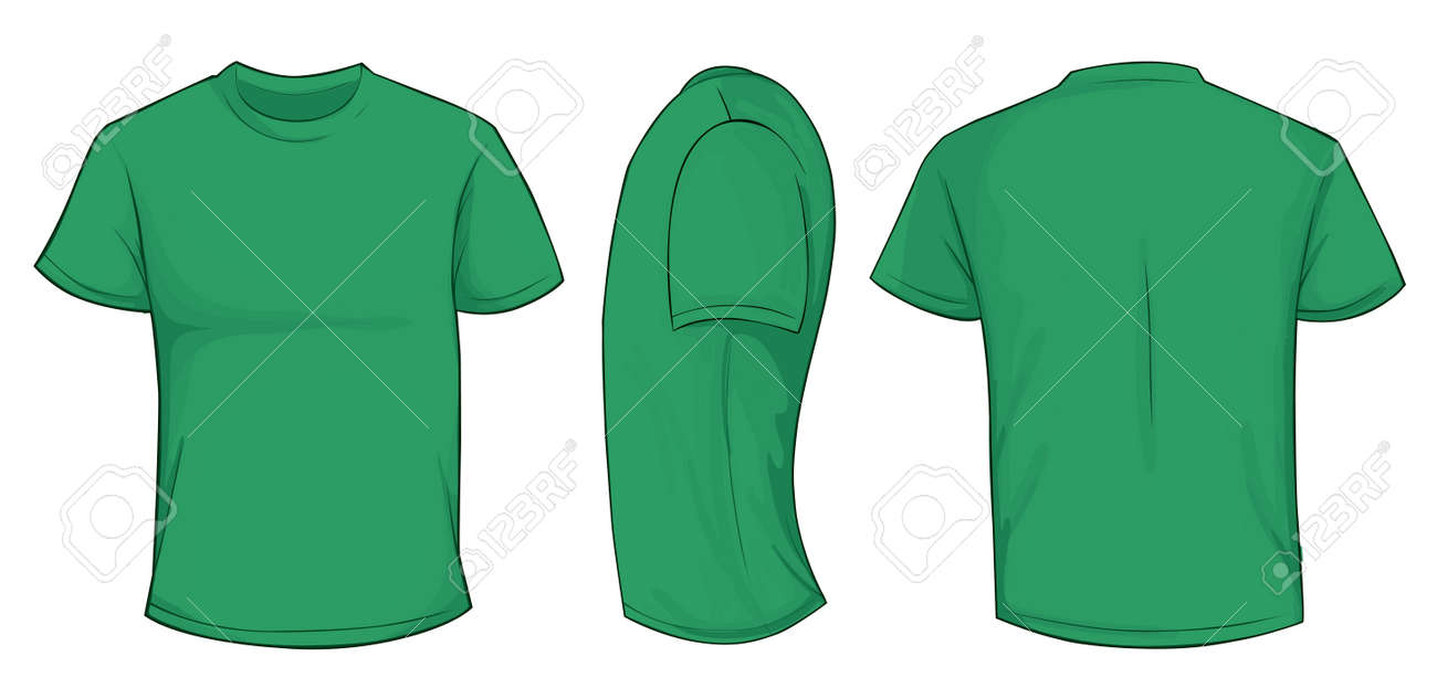 vector illustration of blank green men t shirt template front