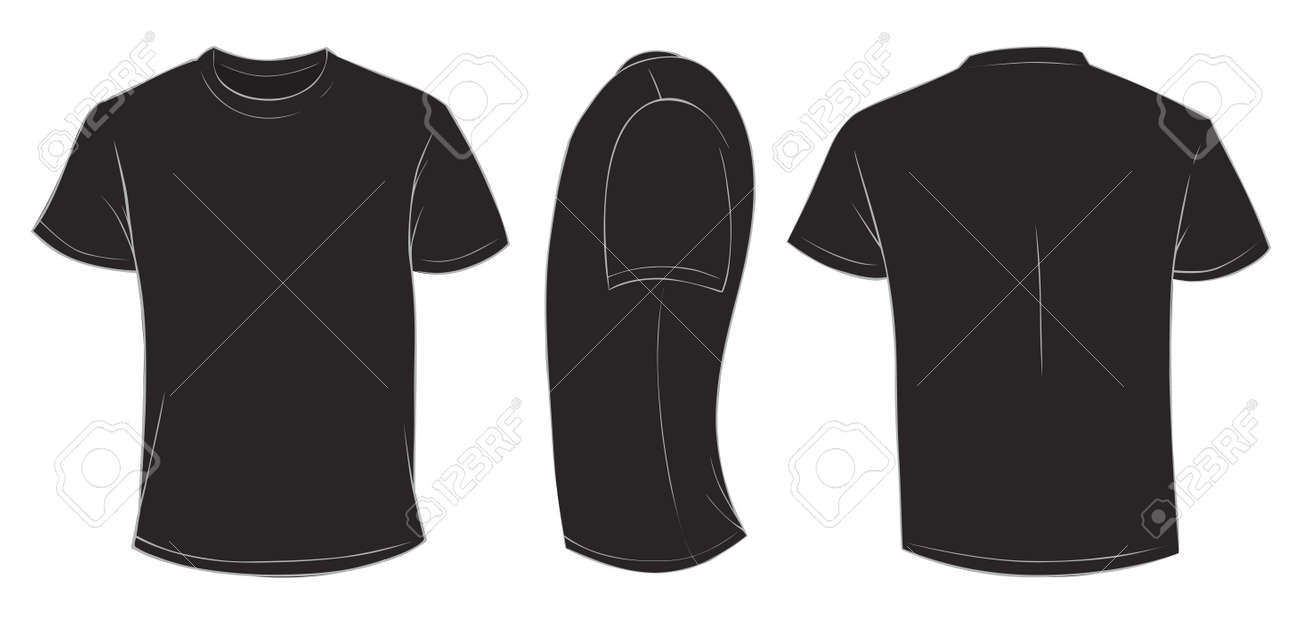vector illustration of blank black men t shirt template front