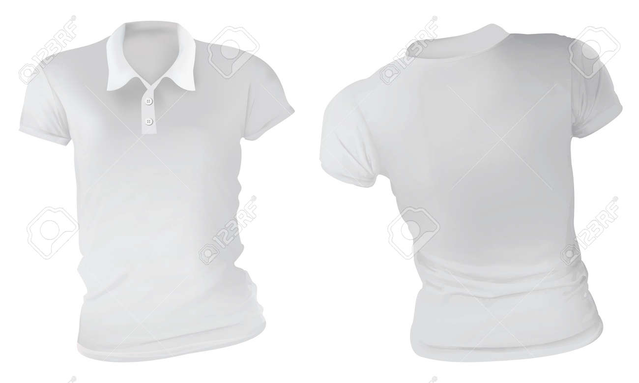 vector illustration of blank white female polo t shirt template