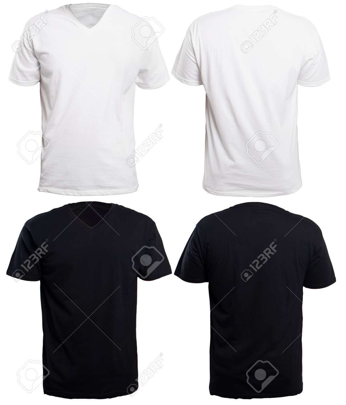Leere V-Ausschnitt Shirt Mock-up-Vorlage, Vorder- Und Rückansicht For Blank V Neck T Shirt Template
