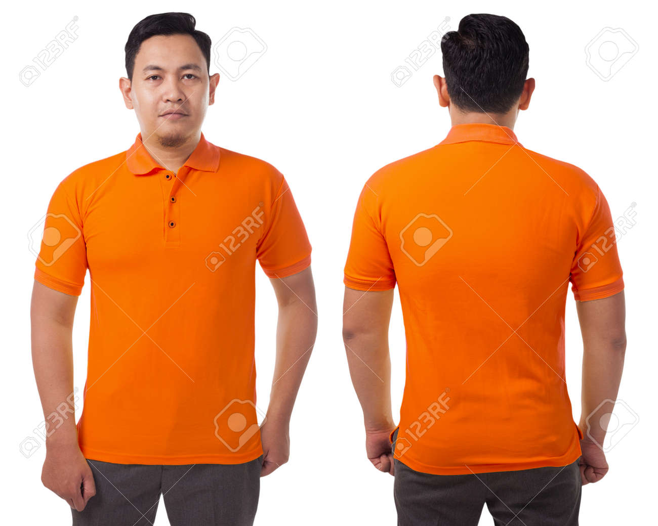 Download Blank Collared Shirt Mock Up Template Front And Back View Asian Stock Photo Picture And Royalty Free Image Image 115655161