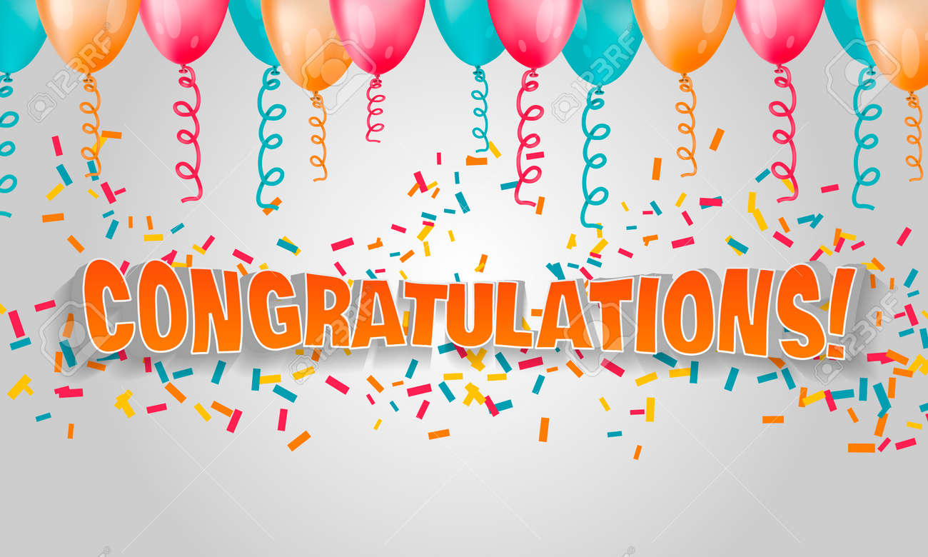 vector illustration of 3d text congratulations with confetti