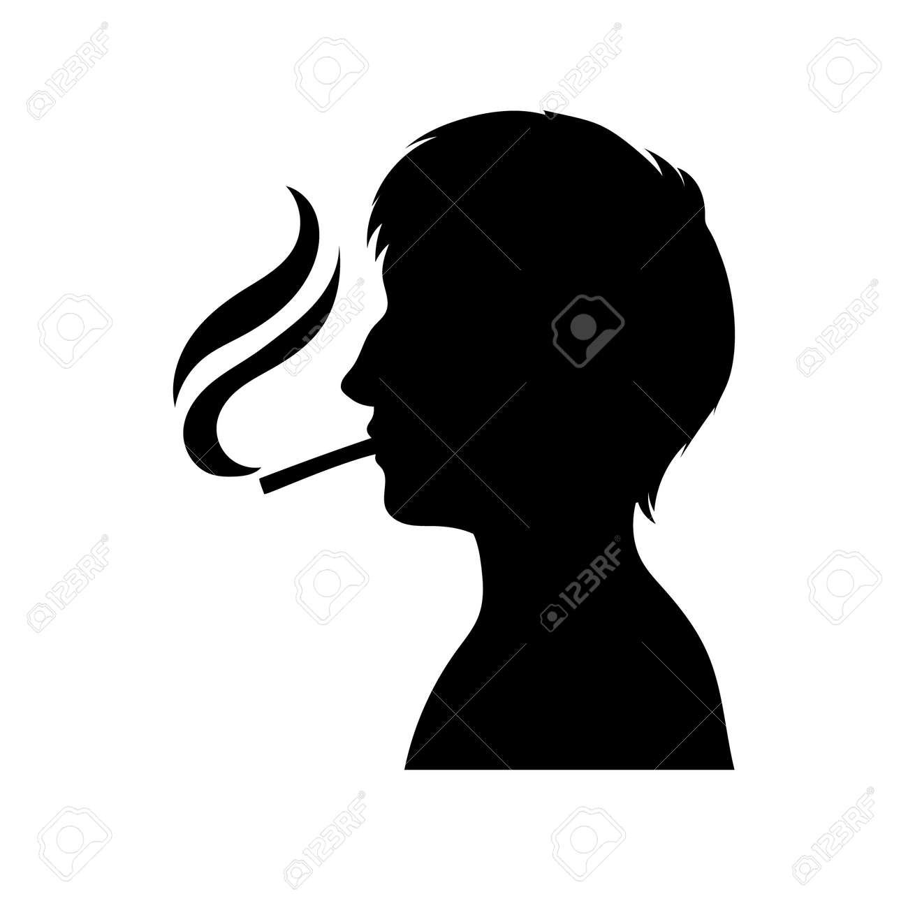 喫煙者のシルエット タバコを持つベクトル男 アイコンまたは記号です 成人男性のプロファイル のイラスト素材 ベクタ Image 5343