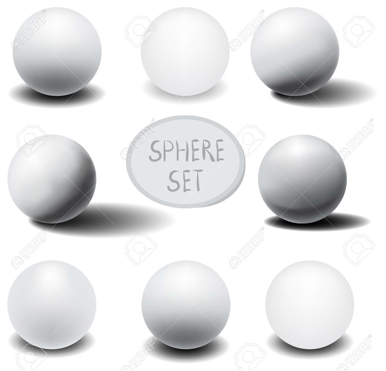 3d Sphere Set Of Eight Realistic White Spheres With Shadows Vector Illustration Royalty Free Cliparts Vectors And Stock Illustration Image