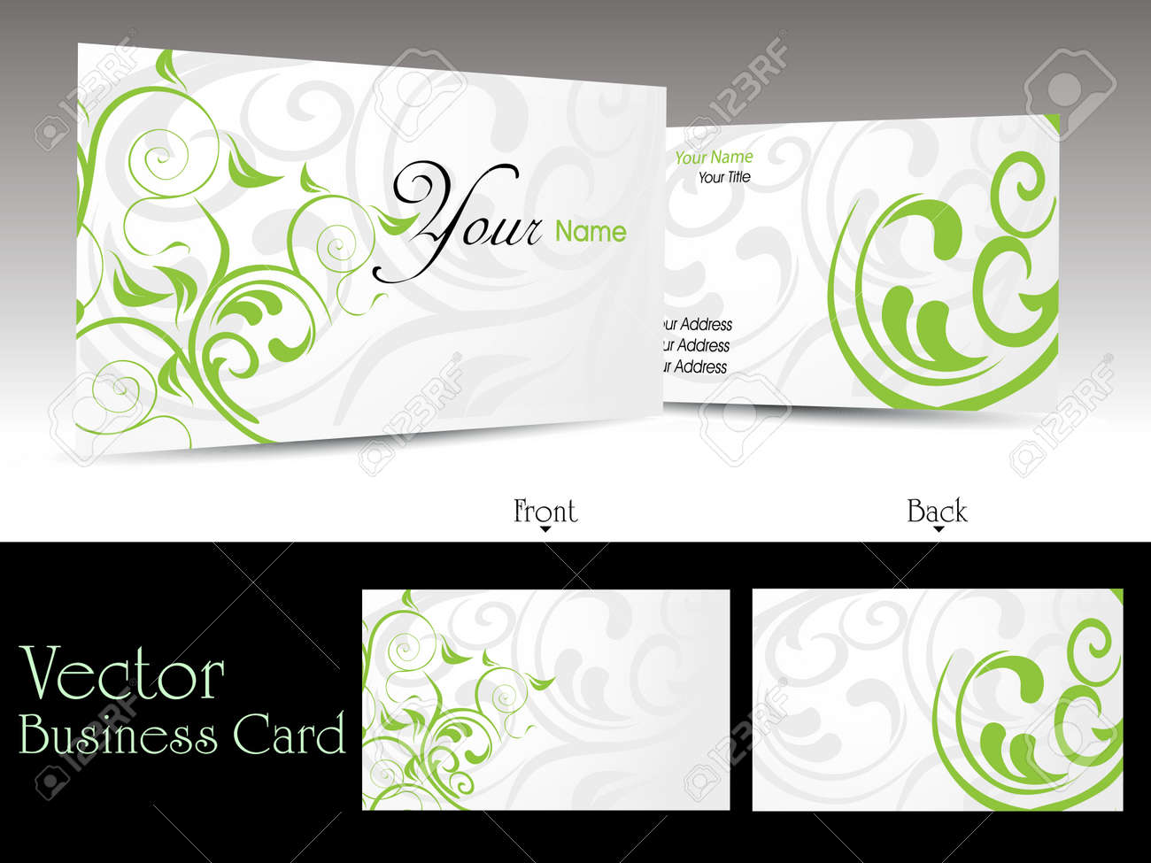 vector set of elegant floral pattern business cards or gift cards