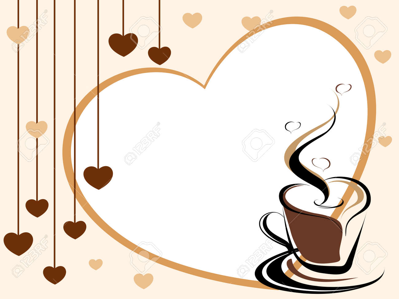 Heart Background With Romantic Coffee Design Vector Royalty Free Cliparts Vectors And Stock Illustration Image 12015011