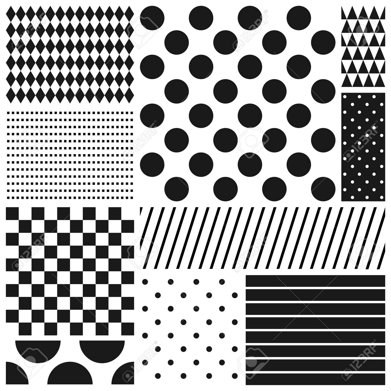 Black and white geometric seamless patterns set - 54105238 Black and white geometric seamless patterns set - 54105238