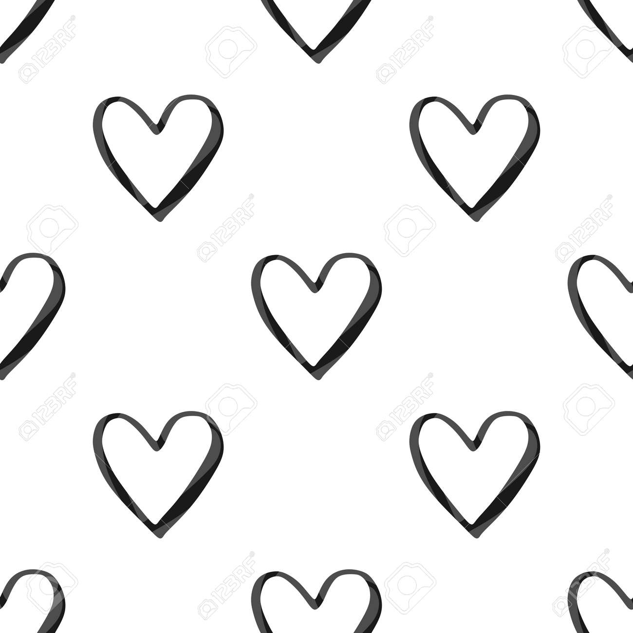 Valentinstag Nahtlose Muster Mit Schwarzen Aquarell Herz Konturen Auf Weissem Hintergrund Lizenzfrei Nutzbare Vektorgrafiken Clip Arts Illustrationen Image 60546944
