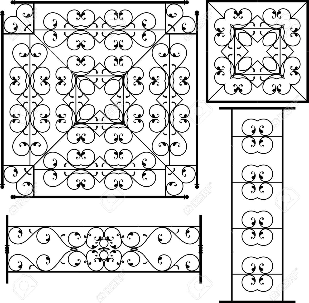 zaun tor design schmiedeeisen grill tor tür zaun fenster geländer design vector kunst standard zaun tor design schmiedeeisen grill tor tür zaun fenster geländer design vector kunst standard