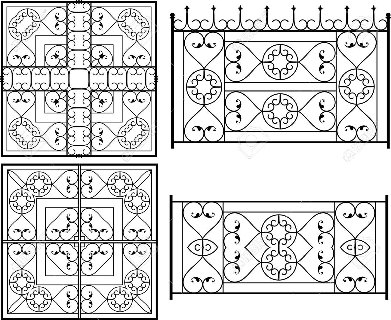 zaun tor design schmiedeeisen tor tür zaun fenster grill geländer design vector kunst standard zaun tor design schmiedeeisen tor tür zaun fenster grill geländer design vector kunst standard