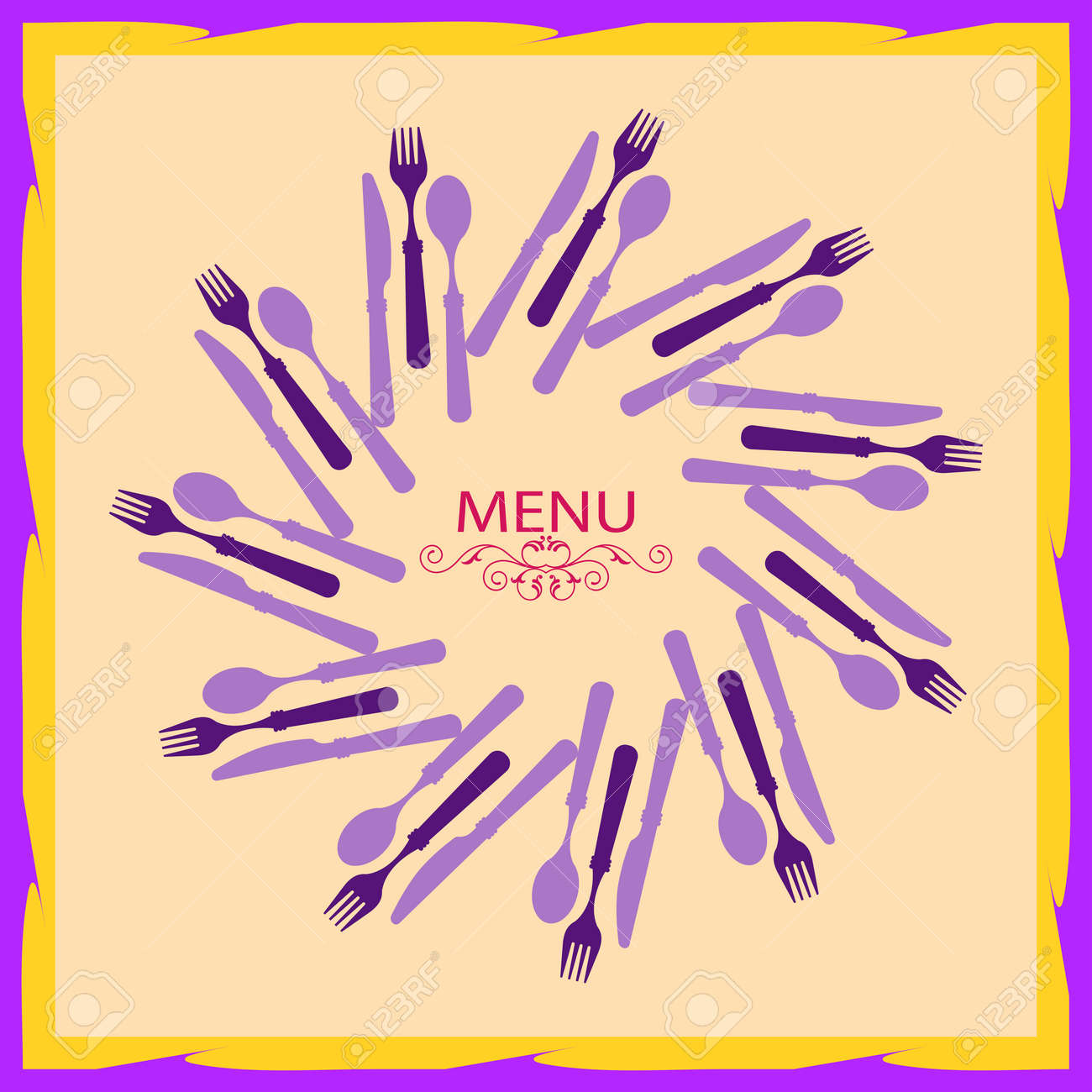 menu card design template vector illustration with spoon fork and