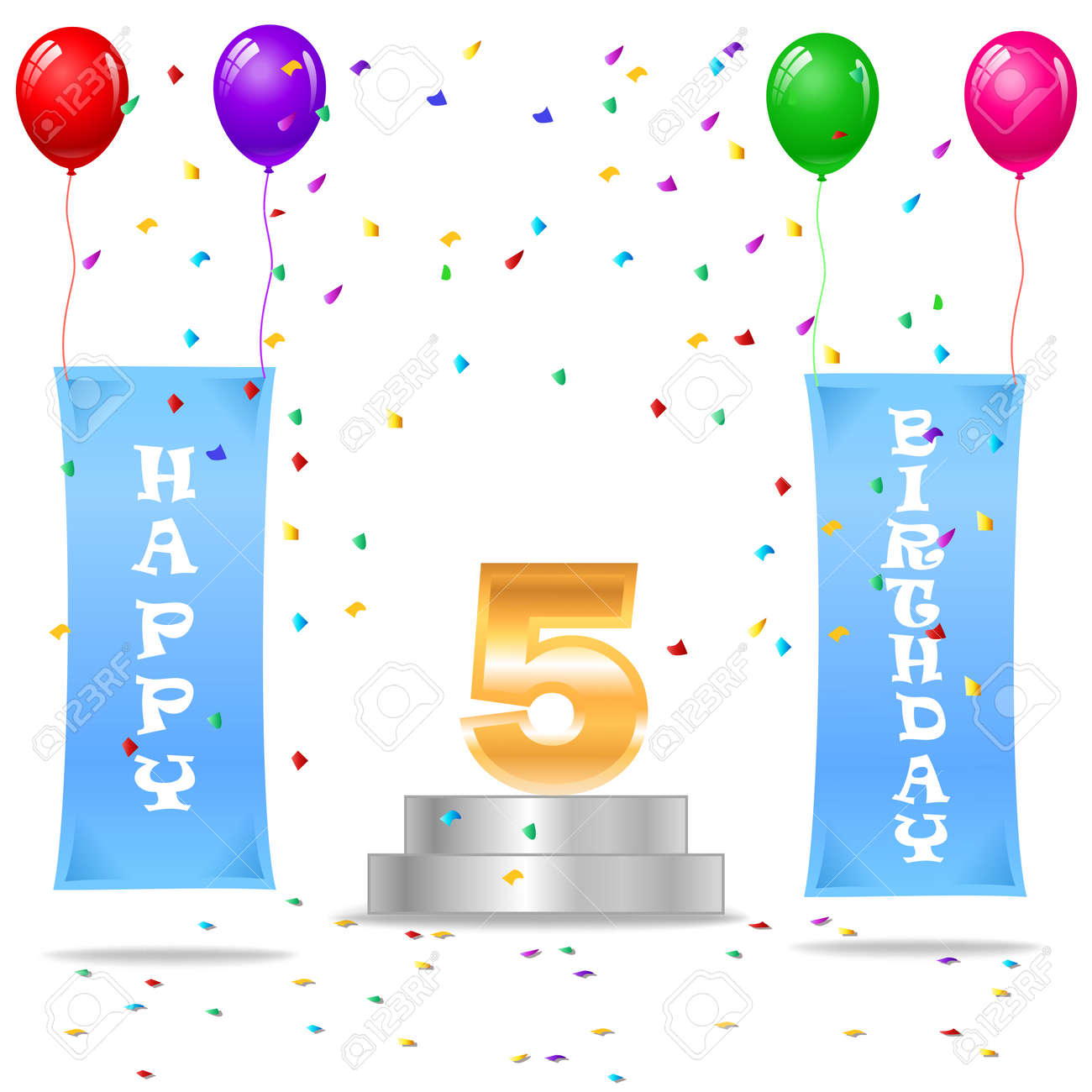 Vettoriale Buon Compleanno 5 Mostra Partito Felicita E Saluti Image