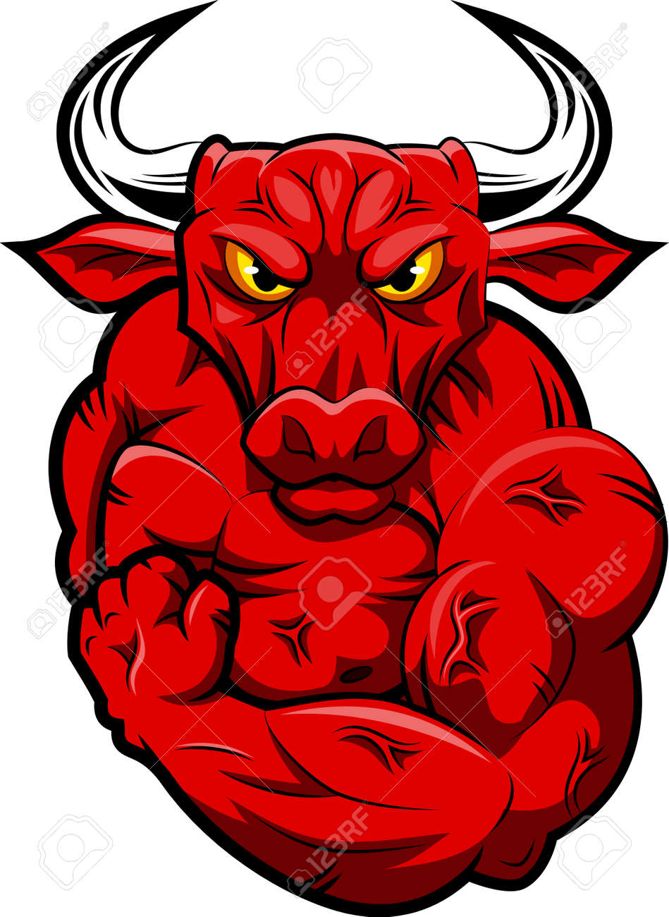bull strong mascot vector illustration royalty free cliparts