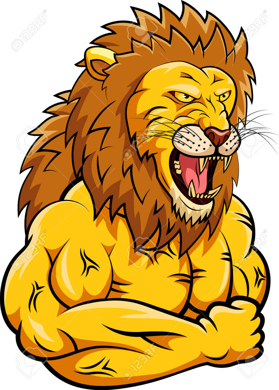 lion strong mascot vector illustration royalty free cliparts
