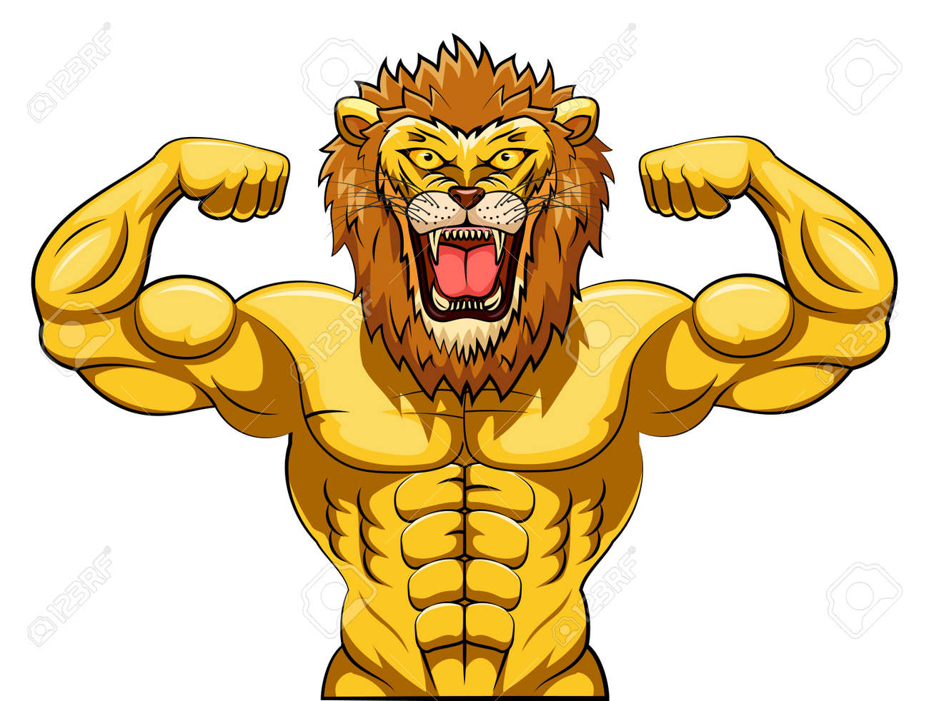 angry strong lion mascot vector illustration royalty free cliparts