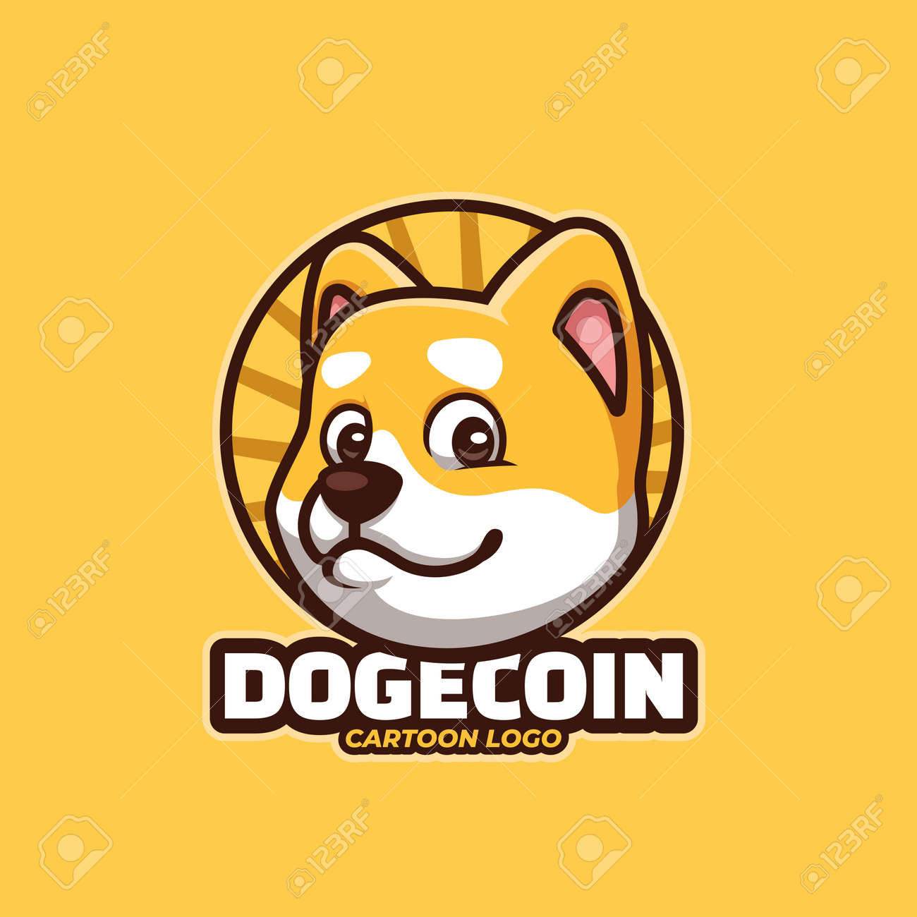 クリエイティブな漫画柴犬ドージコインドージ漫画のロゴのイラスト素材・ベクター Image 170857886