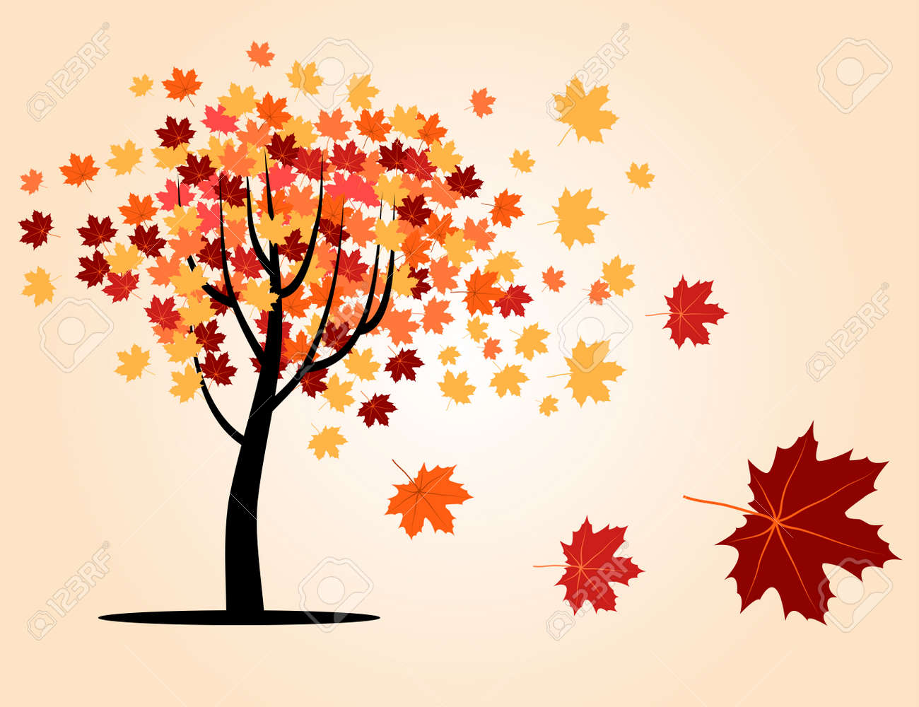 Autumn Maple Tree With Falling Leaves Royalty Free SVG, Cliparts, Vectors,  and Stock Illustration. Image 16128082., image size:1300x1000