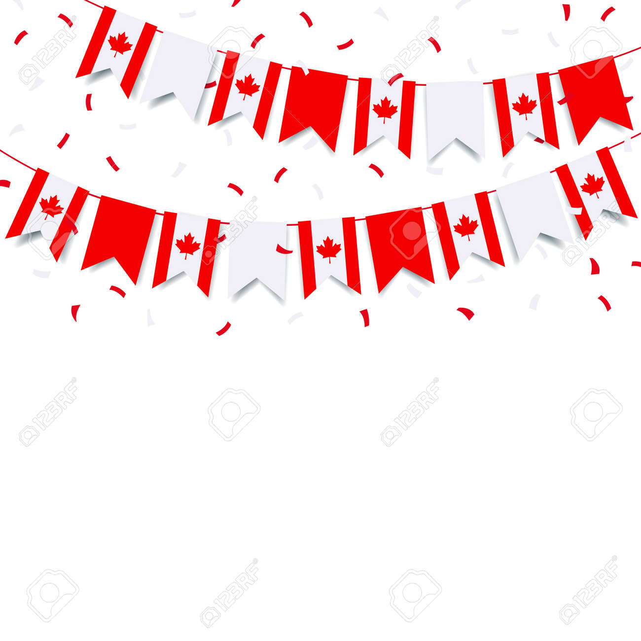 Vector Illustration of Canada day. Garland with the flag of Canada on a white background. - 169208494 Vector Illustration of Canada day. Garland with the flag of Canada on a white background. - 169208494