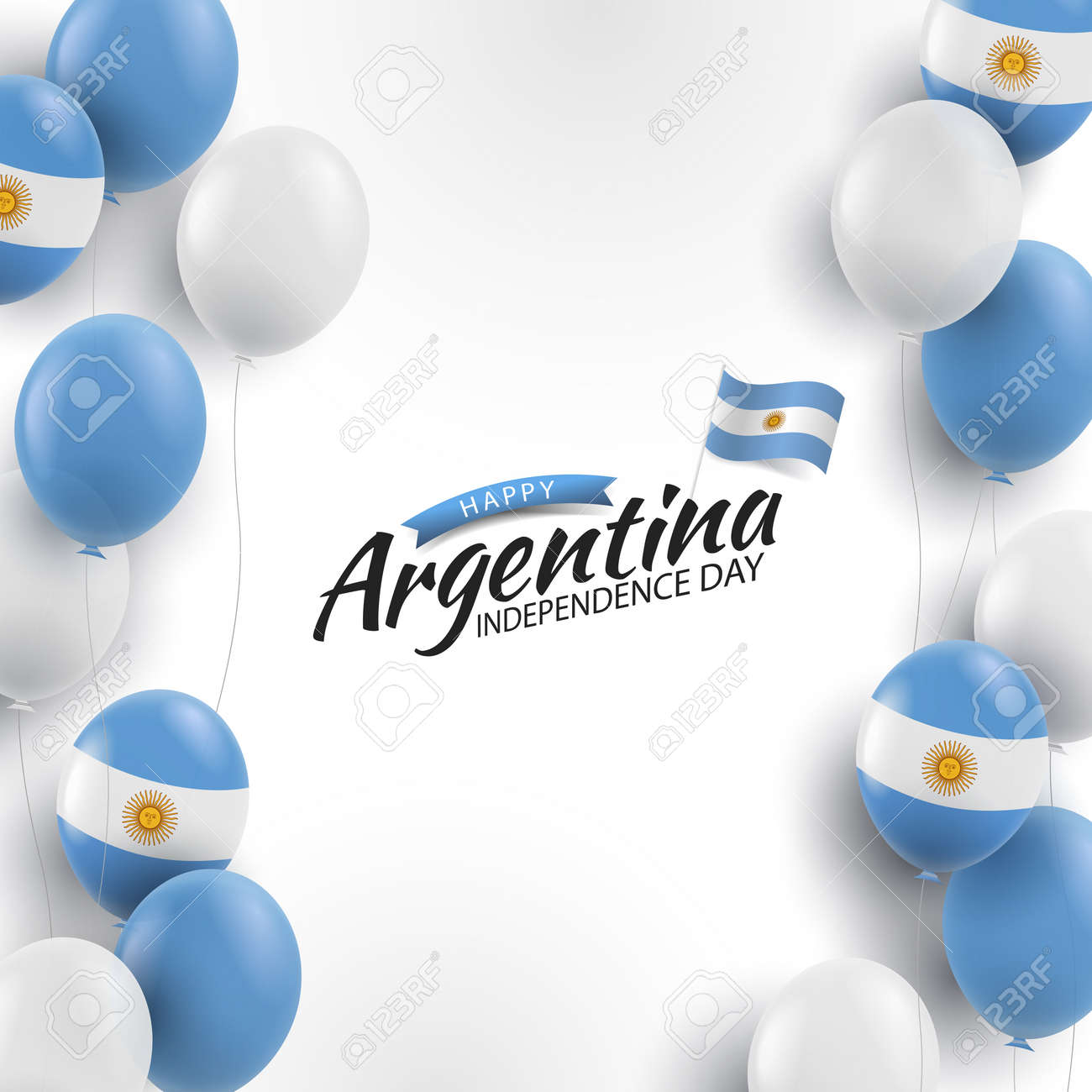 Vector Illustration of Independence Day of Argentina. Background with balloons - 169318188 Vector Illustration of Independence Day of Argentina. Background with balloons - 169318188