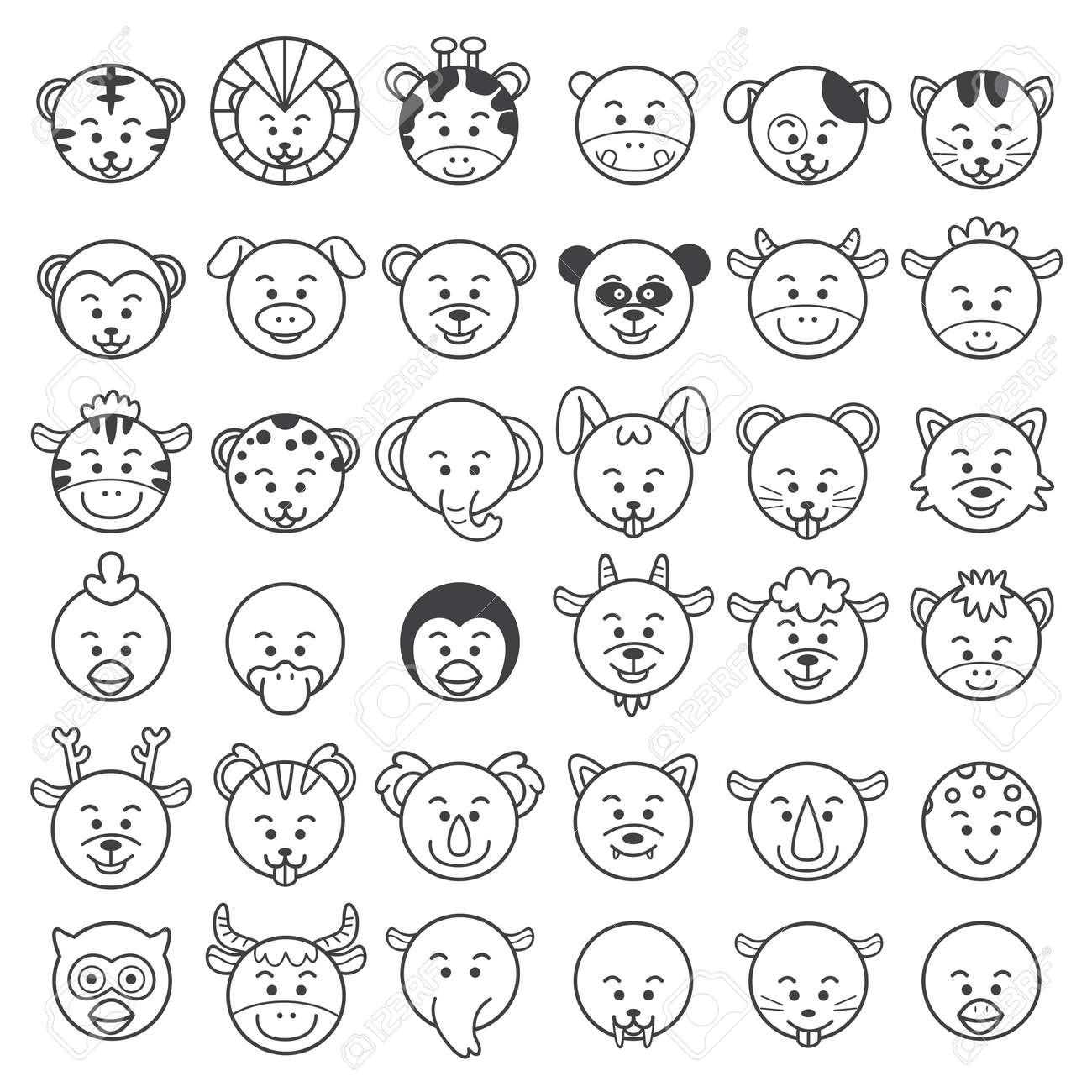 Illustration Of Animal Faces Royalty Free Cliparts Vectors And Stock Illustration Image