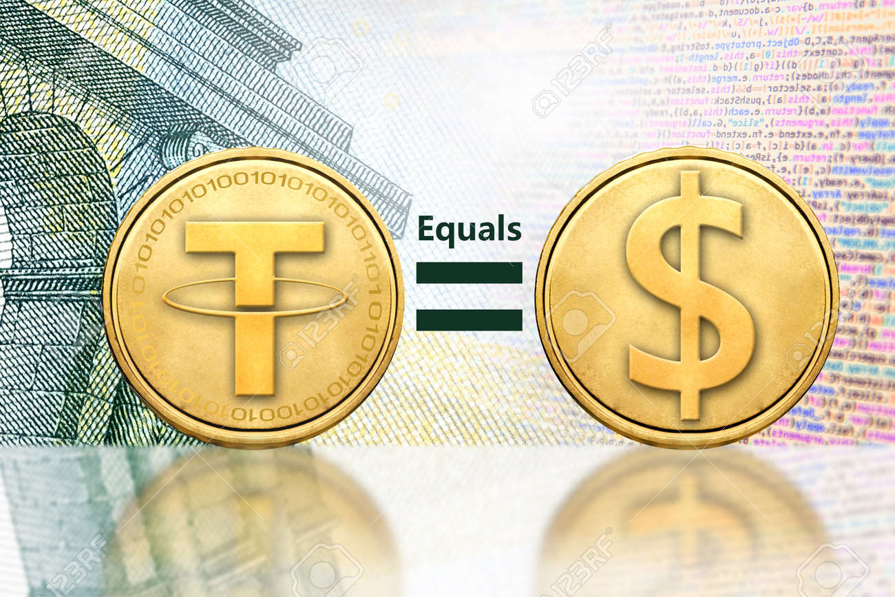 Concept Of Tether (or USDT) Equals To1 US Dollar, Cryptocurrency Stock  Photo, Picture and Royalty Free Image. Image 84289975.