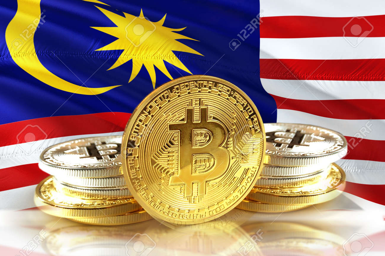 말레이시아의 국기, Cryptocurrency 개념에 Bitcoin 동전 Photo 로열티 무료 사진, 그림, 이미지 그리고  스톡포토그래피. Image 96410053