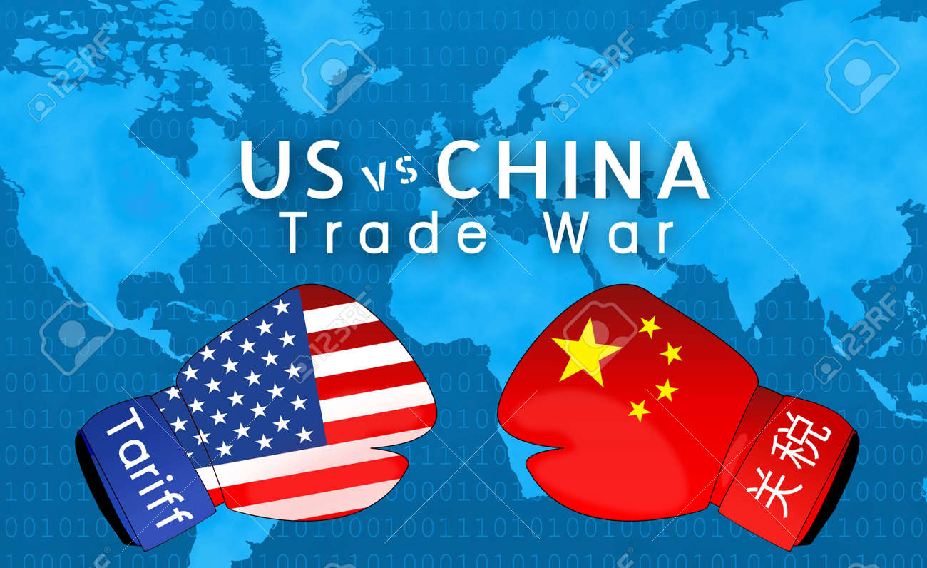 米中貿易戦争、経済紛争、中国への輸出に対する米国の関税、貿易摩擦の概念イメージの写真素材・画像素材 Image 105005300