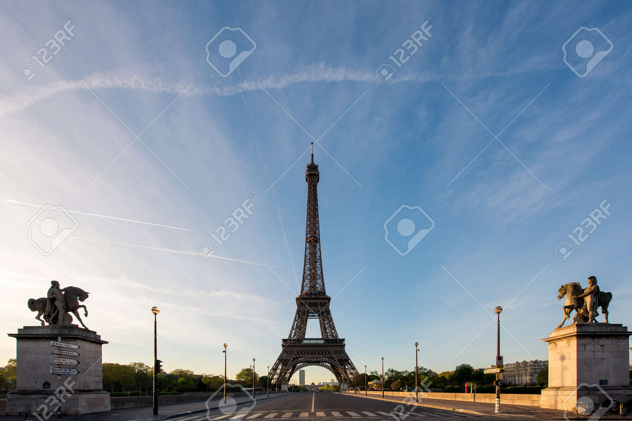 sunrise in eiffel tower in paris france eiffel tower is famous
