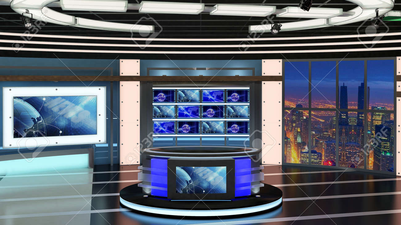 Virtual TV Studio News Set 27. Green Screen Background. 3d Rendering.  Virtual Set Studio For Chroma Footage. Wherever You Want It, With A Simple  Setup, A Few Square Feet Of Space, And