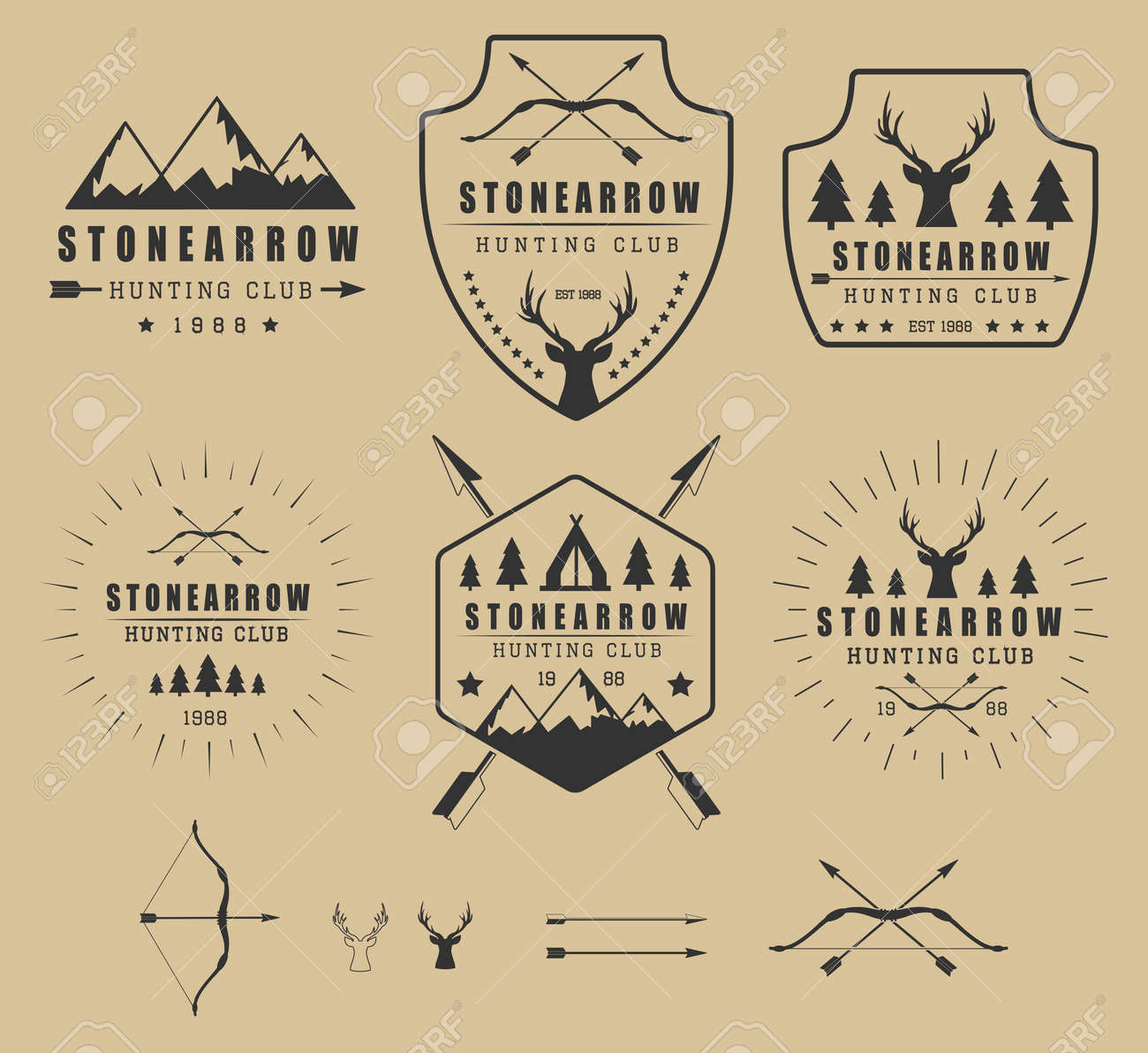 set of vintage hunting logos labels badges and elements hunting logos free